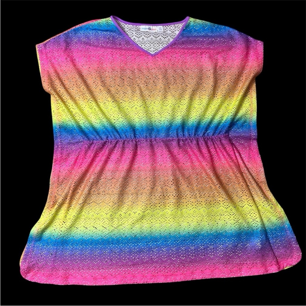 Sugar And Jade Girls Ombre Rainbow Swim Coverup XXL